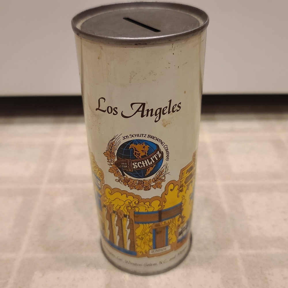 Schlitz Beer Can Metal Bank - Los Angeles, CA 1974 Jos. Schlitz Brewing Company